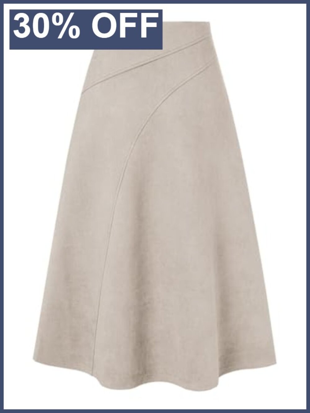 Faux Suede High Waist A-Line Midi Skirt for Work Casual Fall Winter